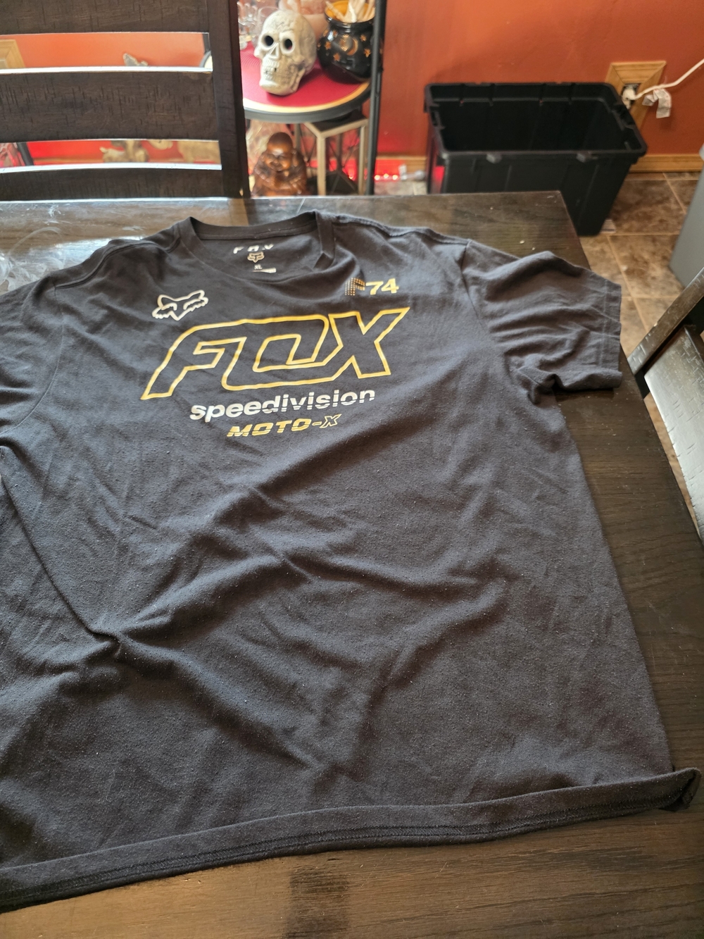 Fox Black Short Sleeve Tee with Yellow Logo - Speeddivision Moto-X